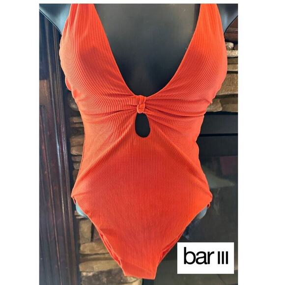 Bar III Like It Or Knot One-Piece Swimsuit | Size XS | Burnt Orange - Picture 15 of 15